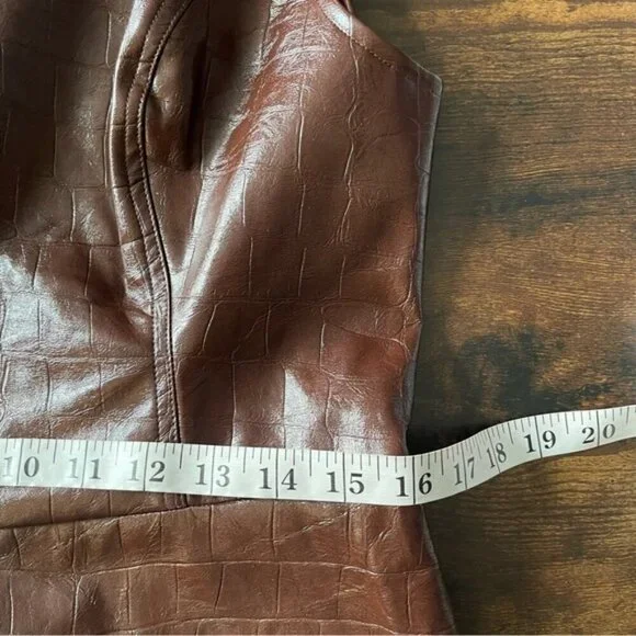 Avec Les Filles Women's Croc-Embossed Mini Dress Chocolate Brown Size 14 - Picture 14 of 16
